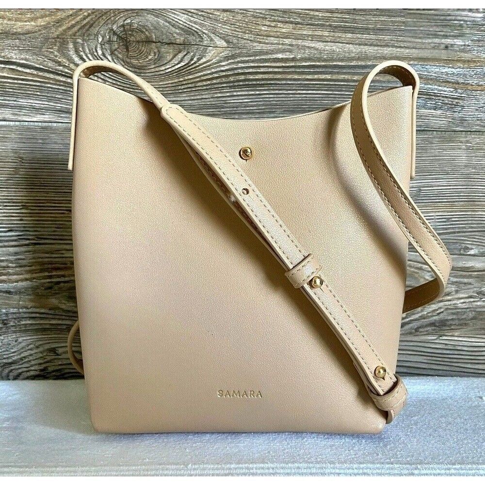 Vintage SAMARA Vegan Leather Shoulder Bag Purse Beige Tan Small $125